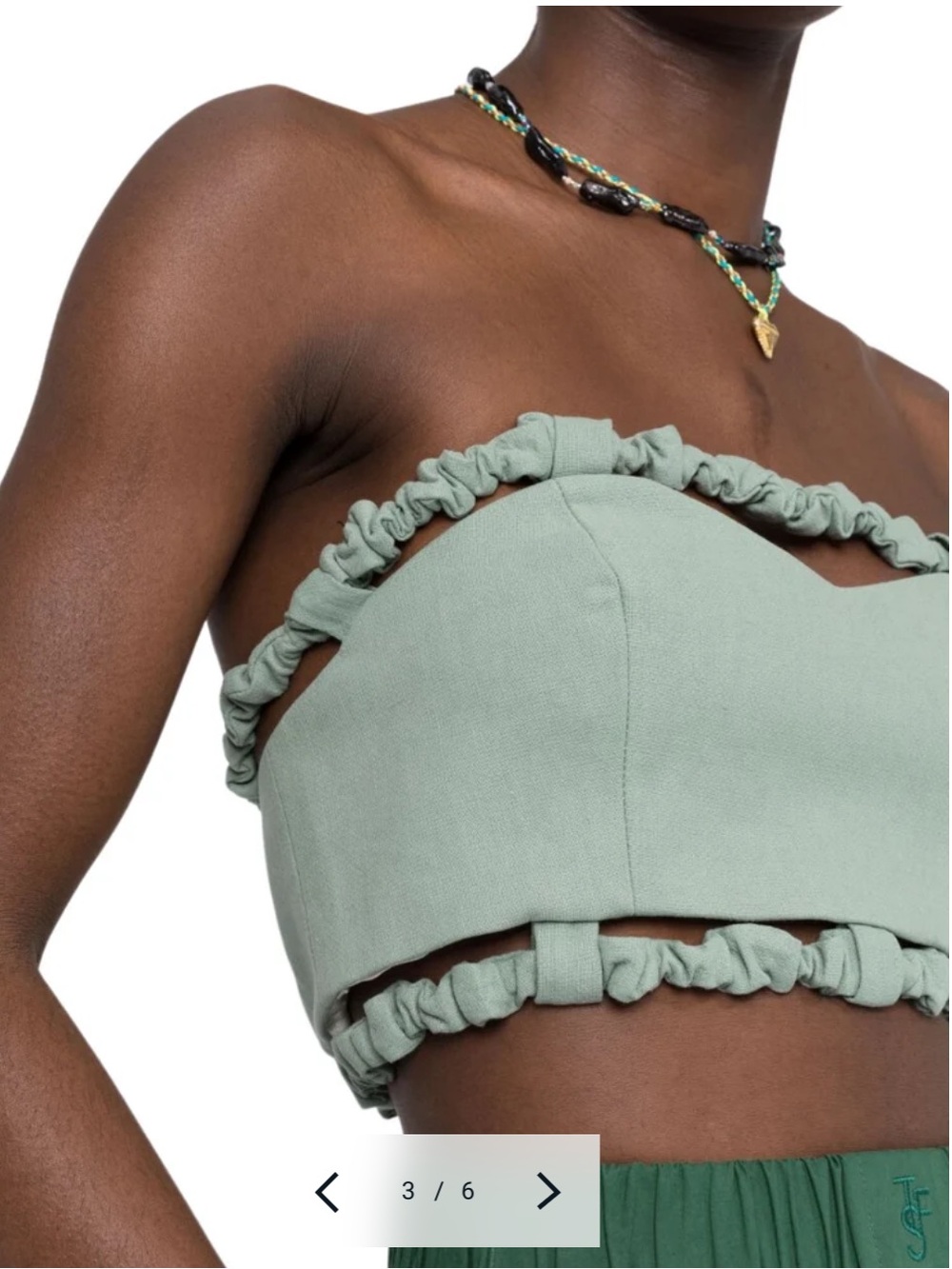GANNI Green Bay Strapless Crop Top